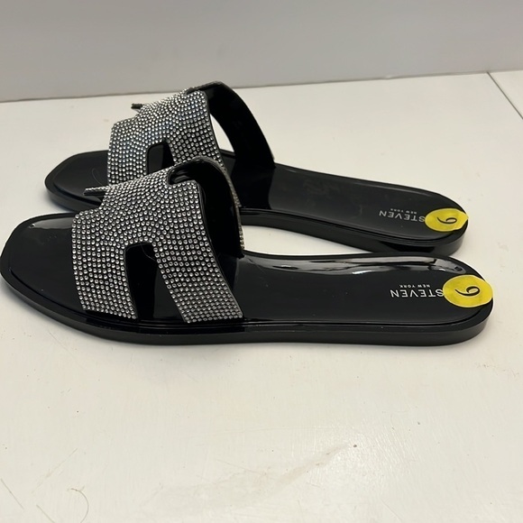 Steven New York Archer Black Rhinestone Flat Sandals size 9 NEW - Picture 7 of 9